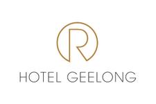 Hotel Geelong logo with the text "HOTEL GEELONG" in uppercase letters on a white background. A gold letter "R" enclosed within a circle is positioned towards the center-left of the image. The logo represents contemporary accommodation and vibrant entertainment offerings at Hotel Geelong.