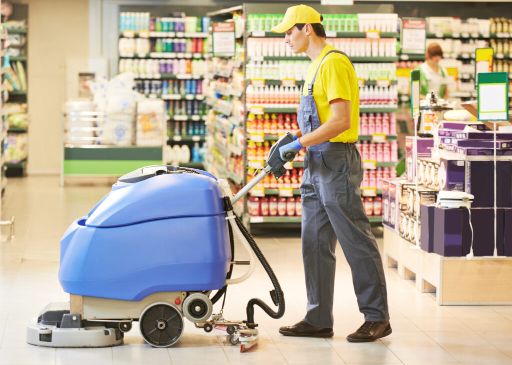 Floor,Care,And,Cleaning,Services,With,Washing,Machine,In,Supermarket